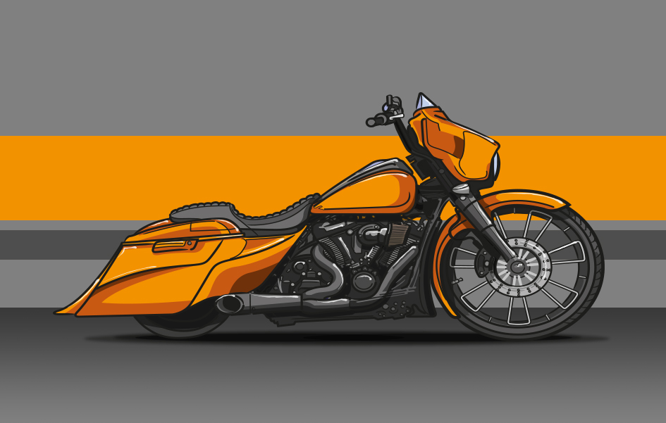 Harley Davidson Street Glide, Illustration in Adobe Illustrator by pixelrckr